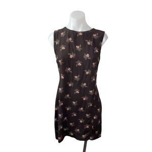 Country Road Women's Black Floral Sleeveless Crew Neck Tank Mini Dress Size 8